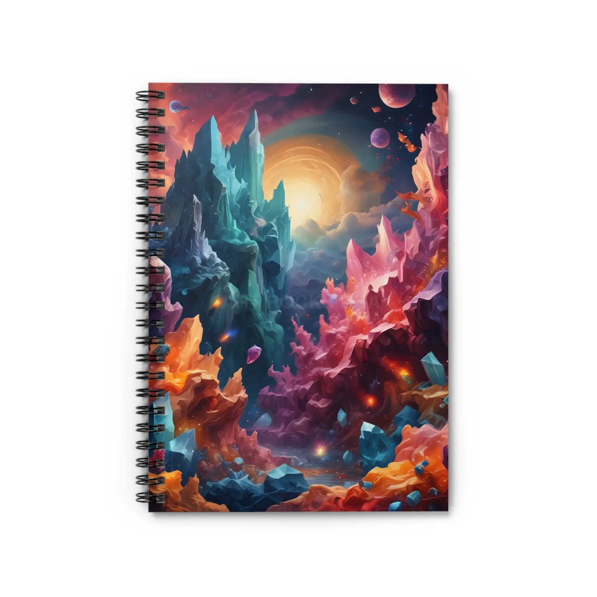 Crystal World Spiral Notebook - Vibrant Art Journal Gift for Artists Writing Notebook Celestial Decor - One Size