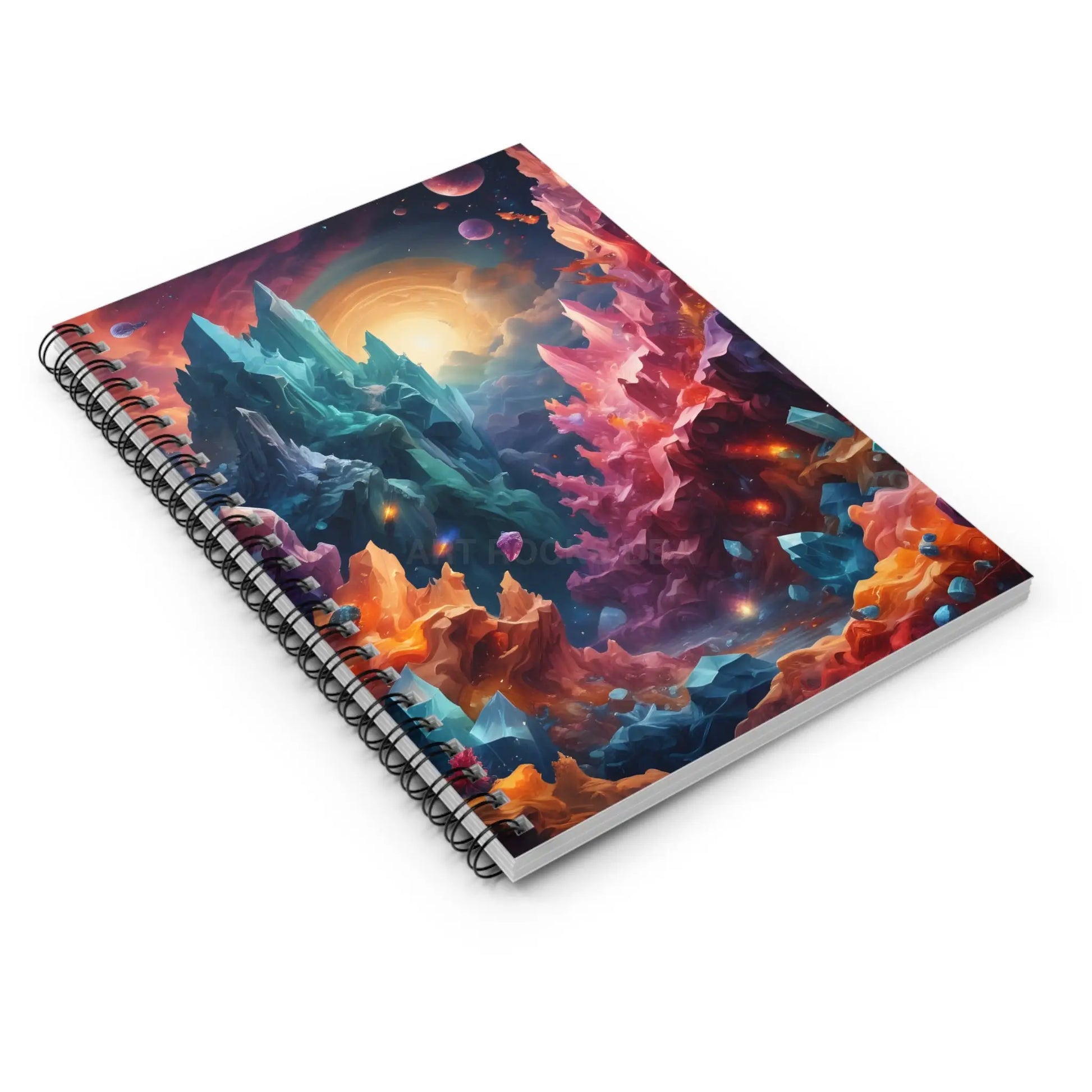 Crystal World Spiral Notebook - Vibrant Art Journal Gift for Artists Writing Notebook Celestial Decor - One Size