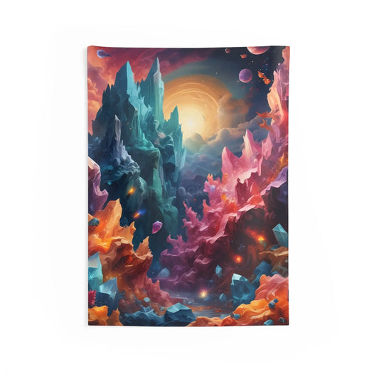 Crystal World Wall Tapestry Colorful Space Decor Art for Living Room Bedroom Wall Hanging Festival & Celebrations Decor