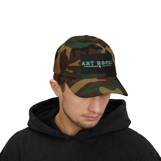 Dad Cap - ’Art Rocks’ Embroidered Baseball Hat - Green Camo / One size - Hats