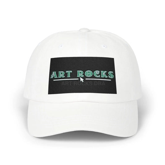 Dad Cap - ’Art Rocks’ Embroidered Baseball Hat - White / One size - Hats
