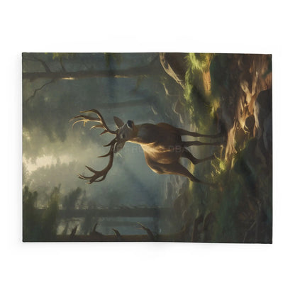 Deer in the Forest Arctic Fleece Blanket featuring Majestic Deer Cozy Throw for Bedroom Living Room Decor Gift