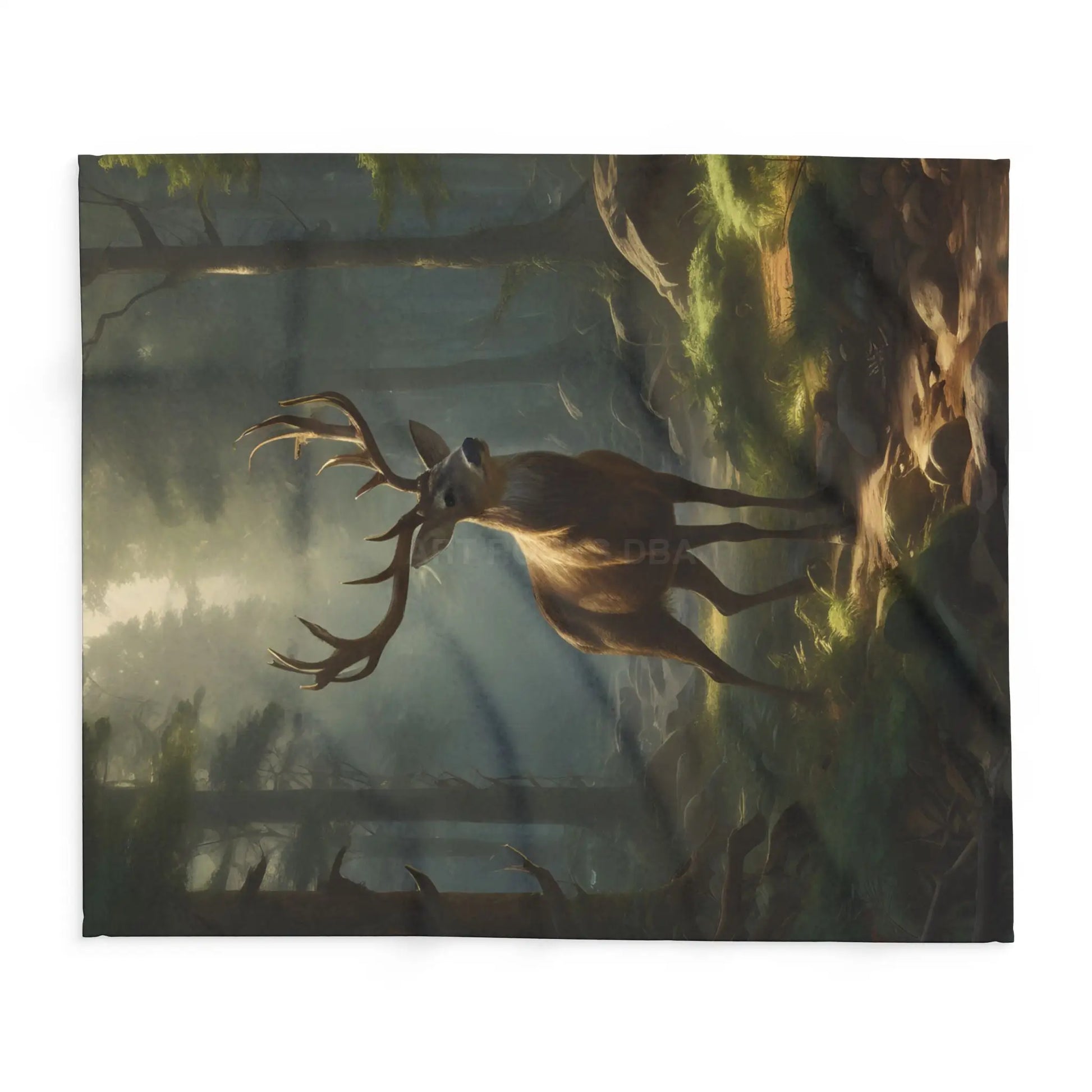 Deer in the Forest Arctic Fleece Blanket featuring Majestic Deer Cozy Throw for Bedroom Living Room Decor Gift