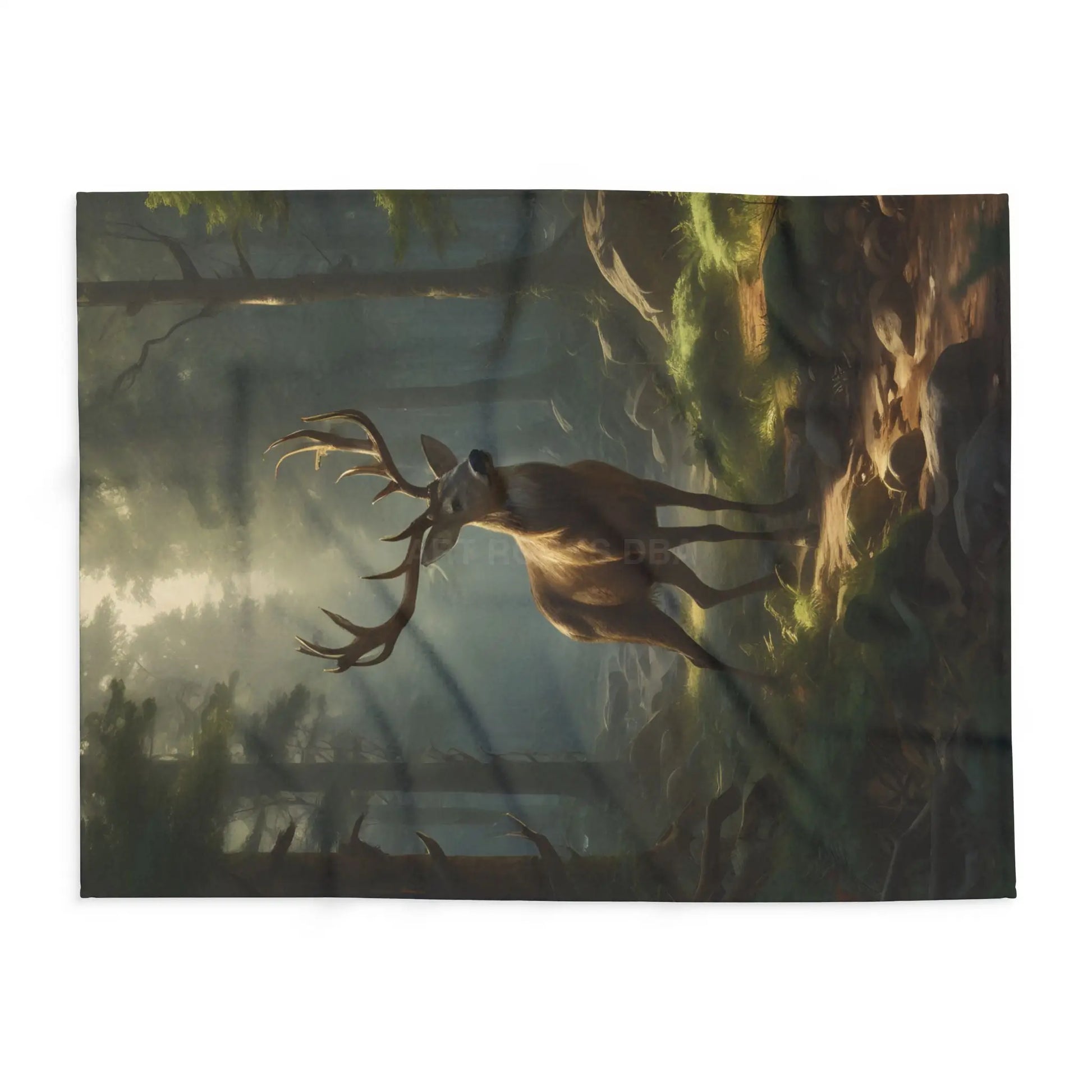 Deer in the Forest Arctic Fleece Blanket featuring Majestic Deer Cozy Throw for Bedroom Living Room Decor Gift