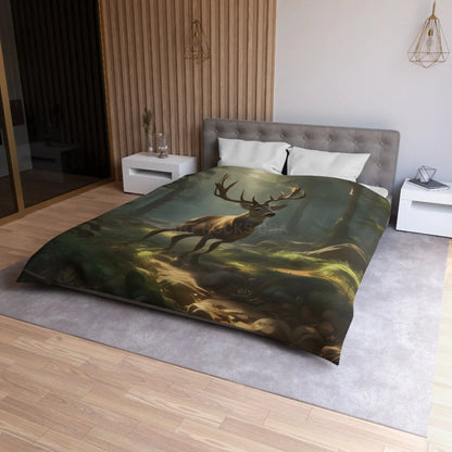 Deer in the Forest Microfiber Duvet Cover Cozy Bedroom Decor Perfect for Wildlife Lovers Rustic Home Design Great Gift
