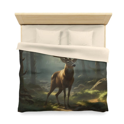 Deer in the Forest Microfiber Duvet Cover Cozy Bedroom Decor Perfect for Wildlife Lovers Rustic Home Design Great Gift