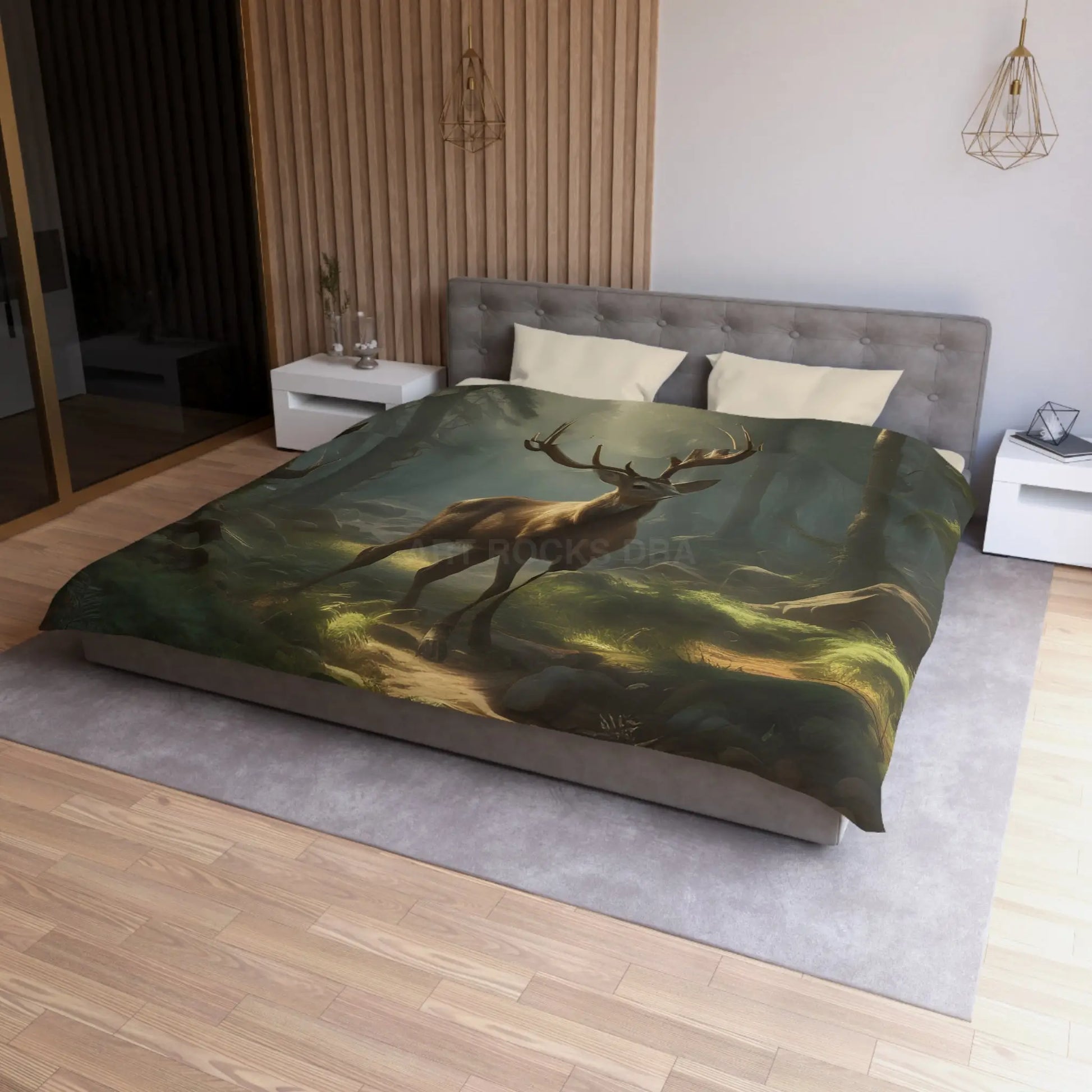 Deer in the Forest Microfiber Duvet Cover Cozy Bedroom Decor Perfect for Wildlife Lovers Rustic Home Design Great Gift