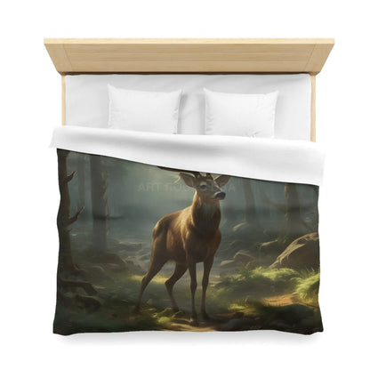 Deer in the Forest Microfiber Duvet Cover Cozy Bedroom Decor Perfect for Wildlife Lovers Rustic Home Design Great Gift