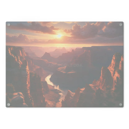 Desert Canyon Sunset Cutting Board — Scenic Grand Canyon River Landscape - Home Decor