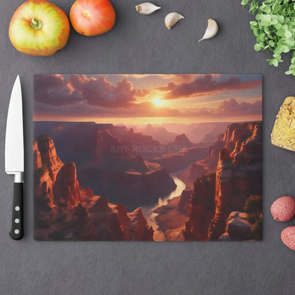 Desert Canyon Sunset Cutting Board — Scenic Grand Canyon River Landscape - Large - Home Decor