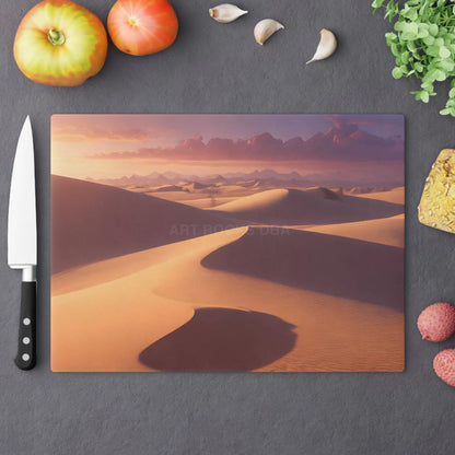Desert Dunes Glass Cutting Board — Sunset Sandscape Kitchen Decor - Large - Home Decor