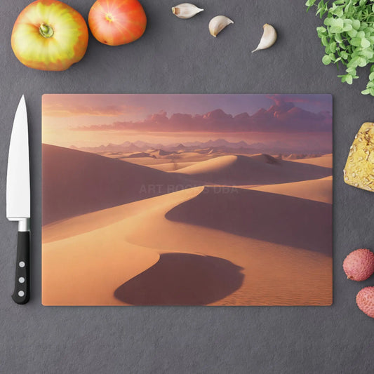 Desert Dunes Glass Cutting Board — Sunset Sandscape Kitchen Decor - Large - Home Decor