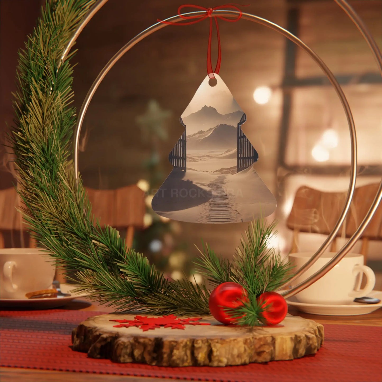 Desert Gate Metal Ornament — Serene Sand Dunes Holiday Decoration - Home Decor