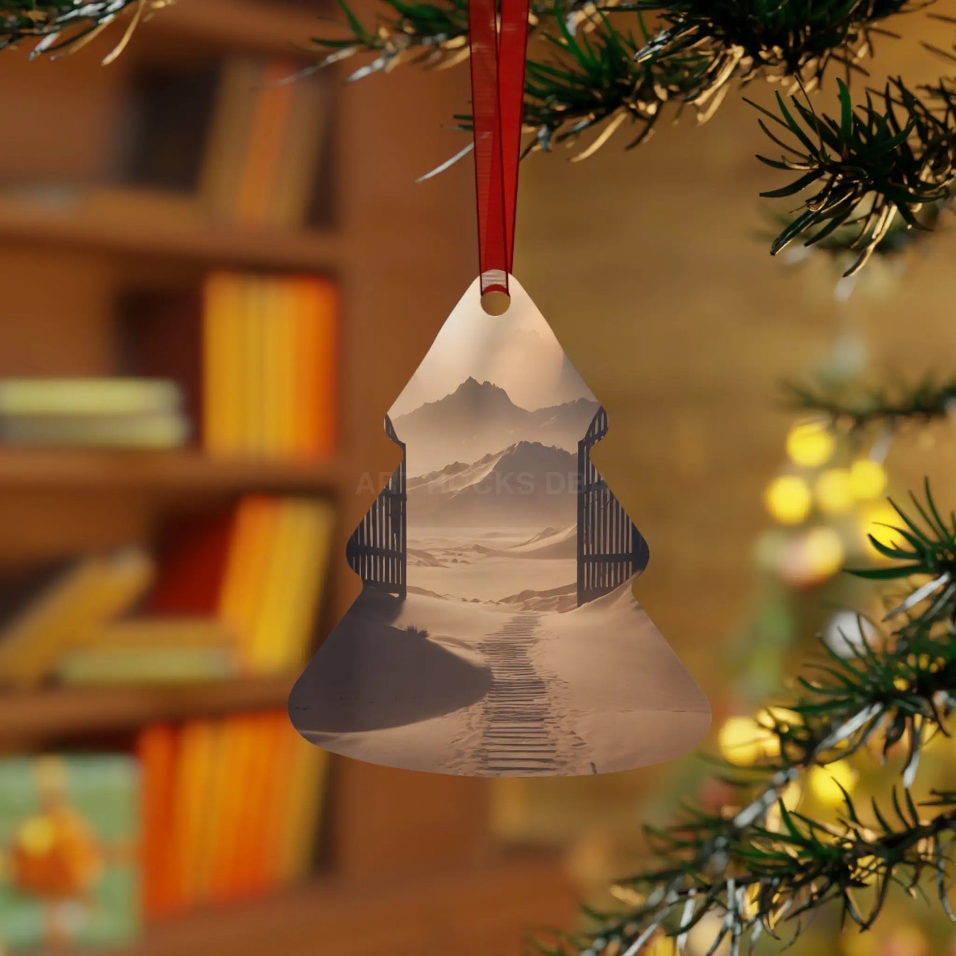 Desert Gate Metal Ornament — Serene Sand Dunes Holiday Decoration - Home Decor