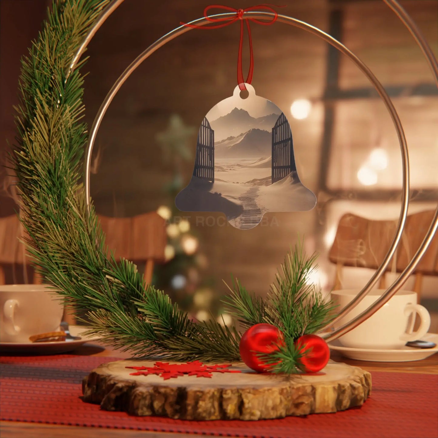 Desert Gate Metal Ornament — Serene Sand Dunes Holiday Decoration - Home Decor