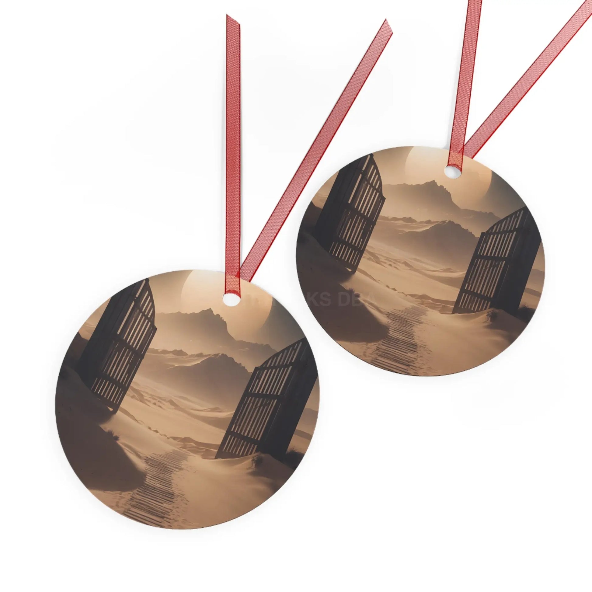 Desert Gate Metal Ornament — Serene Sand Dunes Holiday Decoration - Home Decor