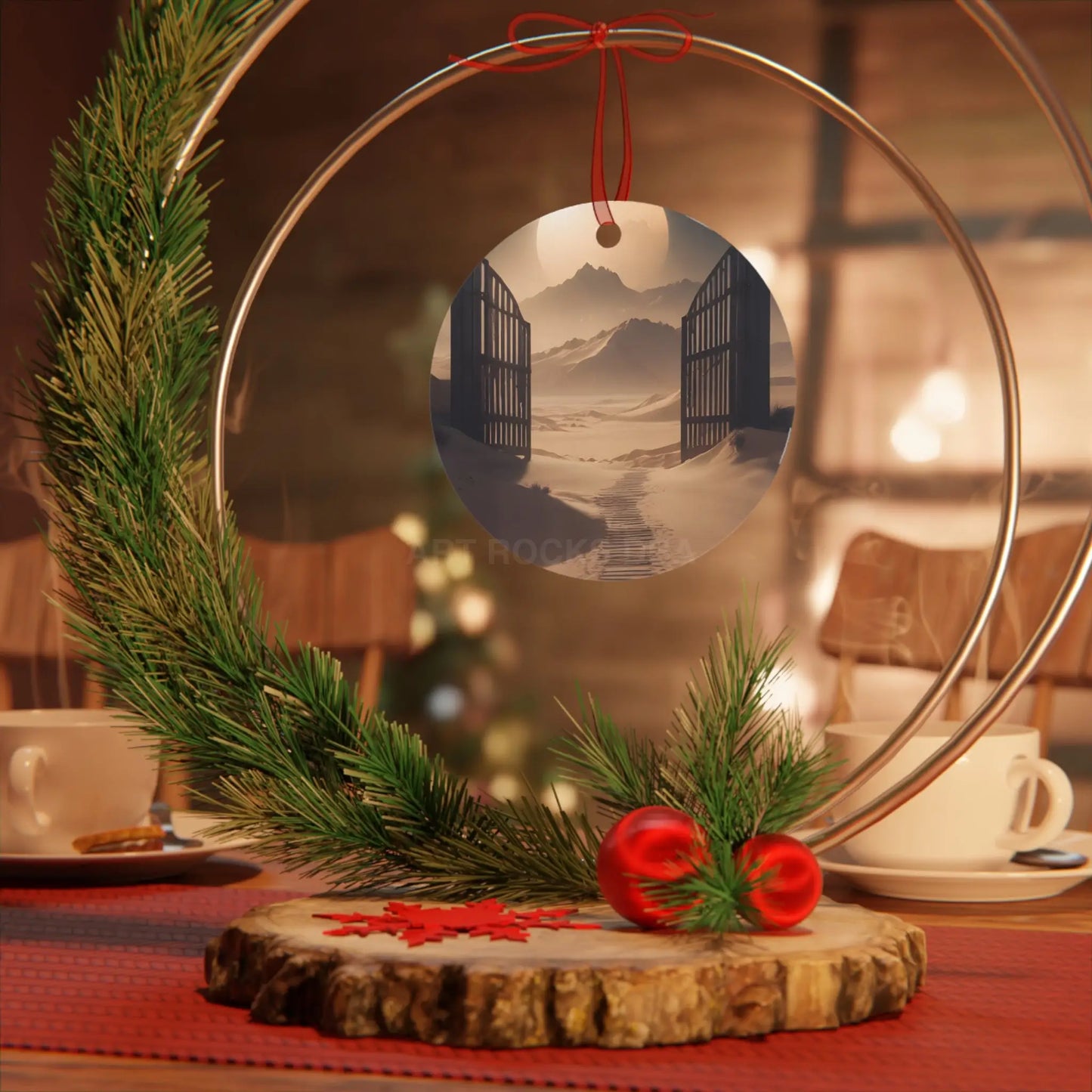 Desert Gate Metal Ornament — Serene Sand Dunes Holiday Decoration - Home Decor