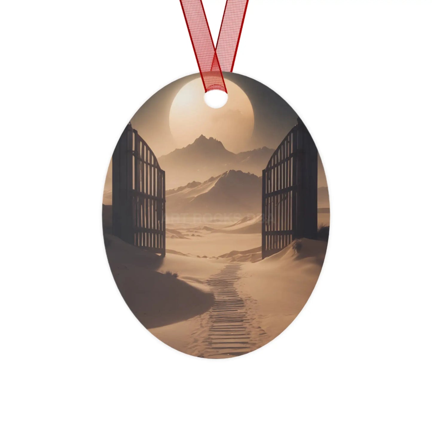 Desert Gate Metal Ornament — Serene Sand Dunes Holiday Decoration - Oval / One Size - Home Decor