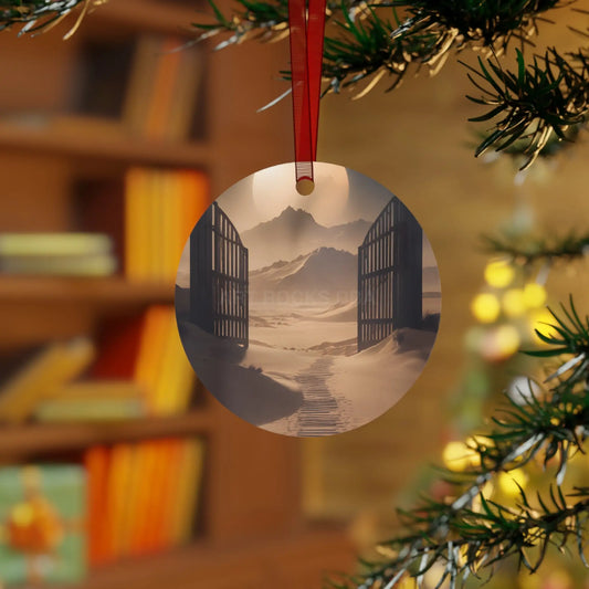 Desert Gate Metal Ornament — Serene Sand Dunes Holiday Decoration - Round / One Size - Home Decor