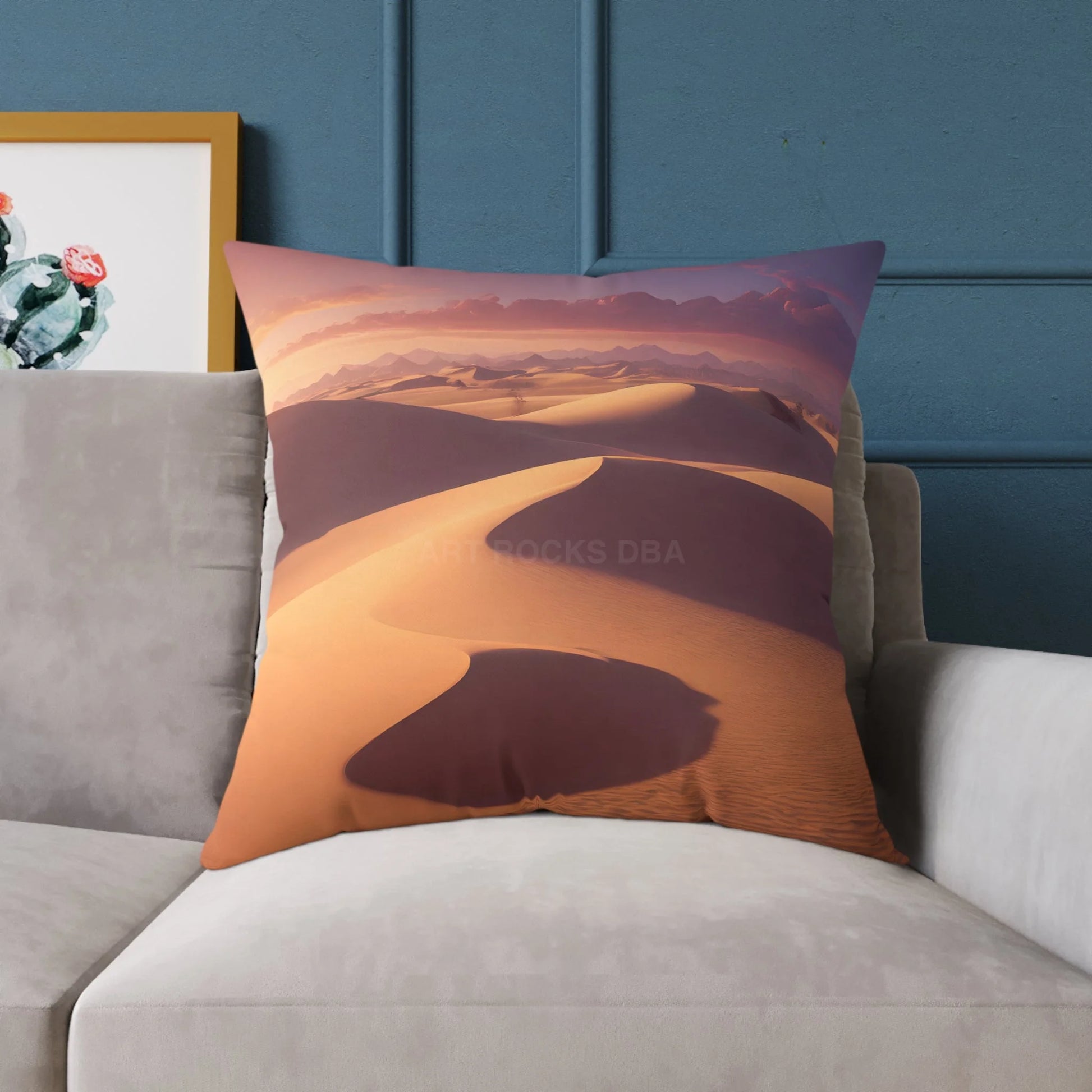 Desert Oasis at Sunset Square Pillow Boho Decor Home Accent Gift for Nature Lovers Cozy Throw Pillow Bohemian Style