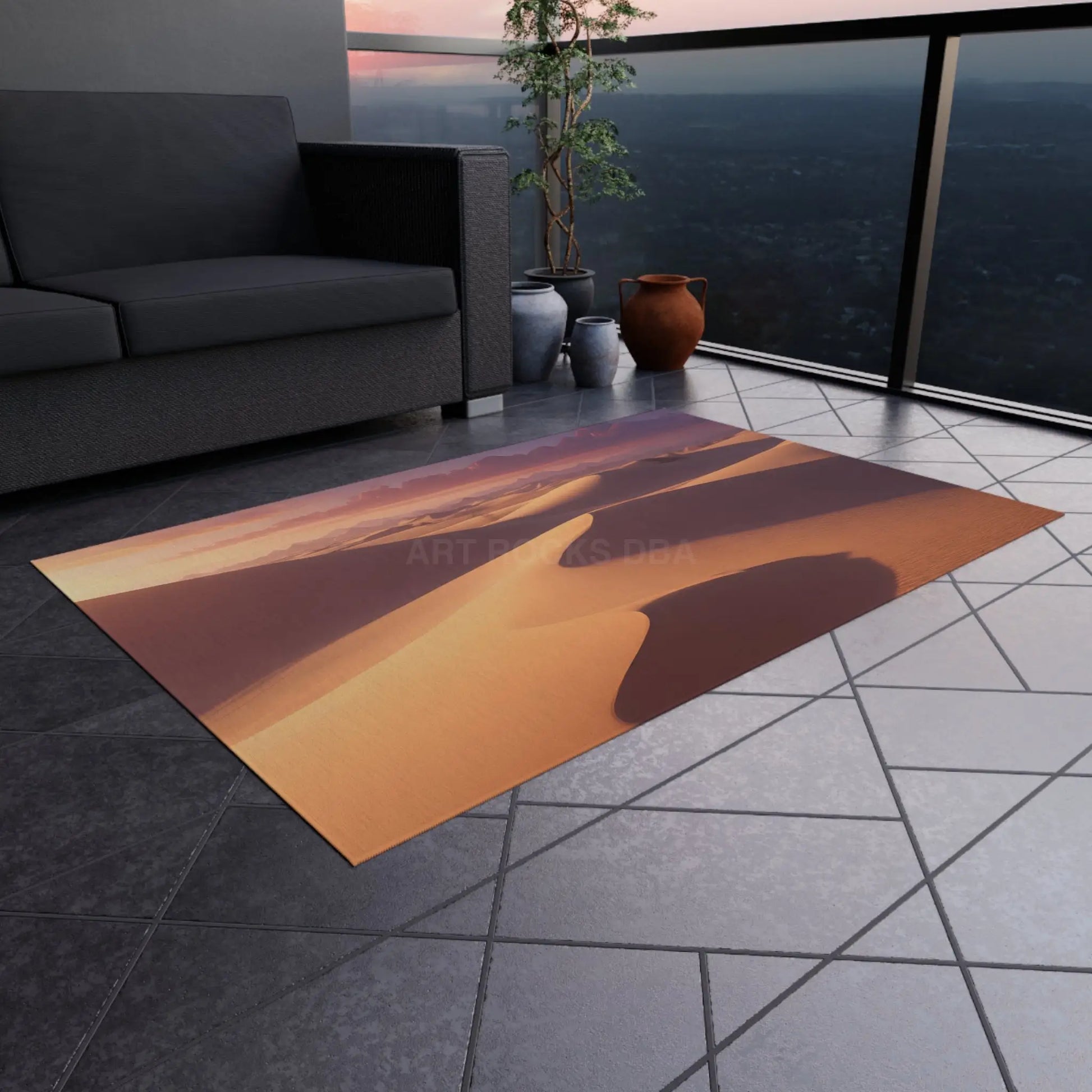 Desert Sunset Outdoor Rug Patio Decor Garden Mat Camping Essential Boho Home Accessory - Home Decor