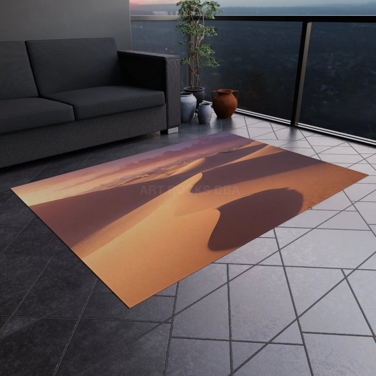 Desert Sunset Outdoor Rug Patio Decor Garden Mat Camping Essential Boho Home Accessory - Home Decor