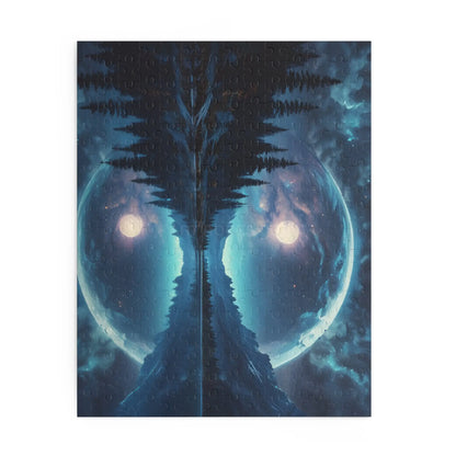 Double Moonlit Reflection Puzzle — Mystical Night Forest Jigsaw (120/252/500 pcs) - Puzzle