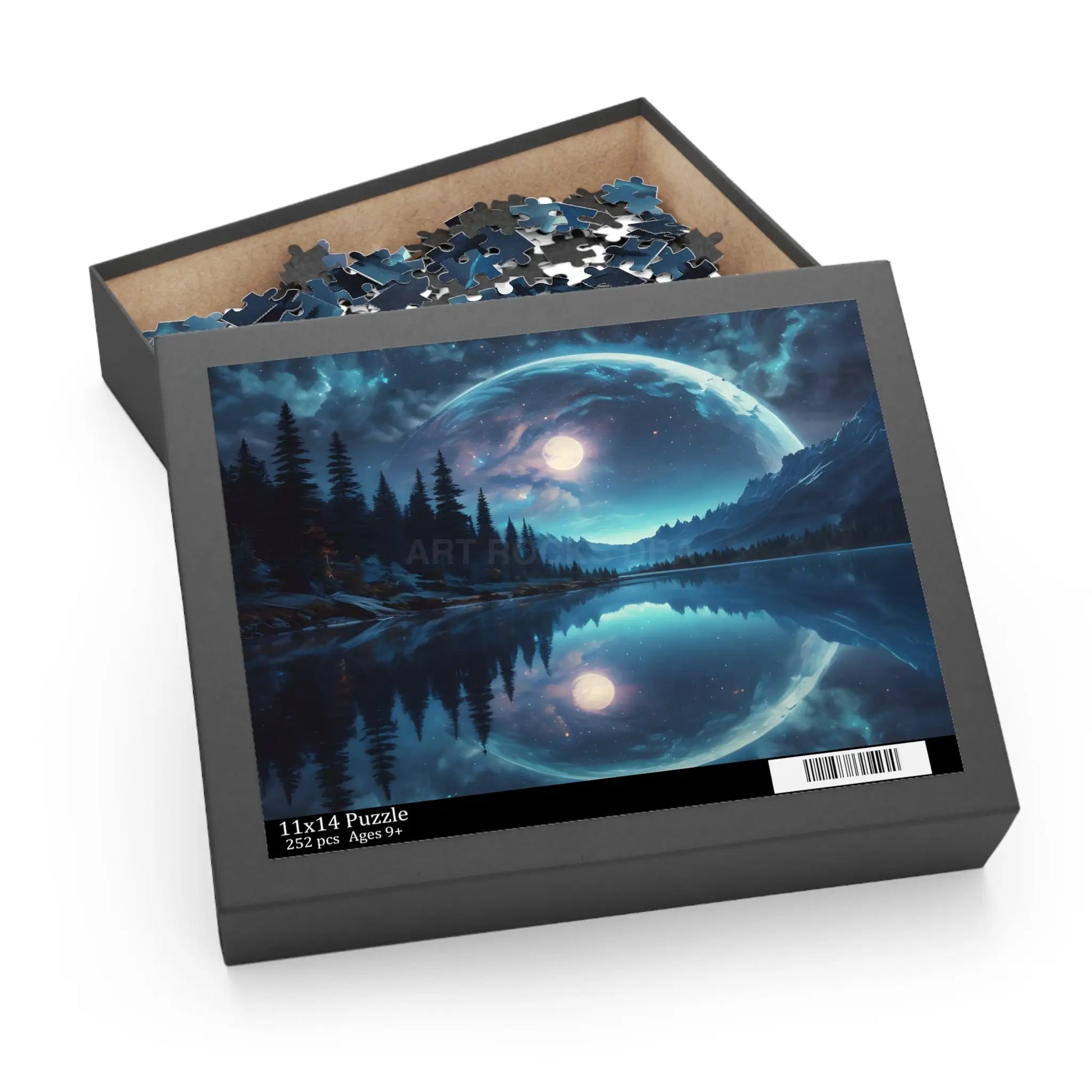 Double Moonlit Reflection Puzzle — Mystical Night Forest Jigsaw (120/252/500 pcs) - Puzzle