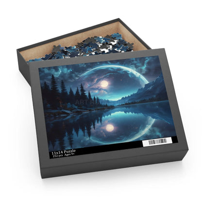 Double Moonlit Reflection Puzzle — Mystical Night Forest Jigsaw (120/252/500 pcs) - Puzzle