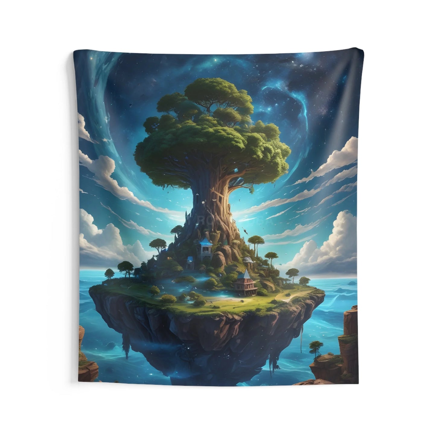 Dreamy Floating Island Wall Tapestry | Boho Home Decor Bedroom Wall Art Unique Gift Meditation Room Accent Nature Vibes
