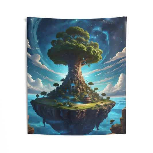 Dreamy Floating Island Wall Tapestry | Boho Home Decor Bedroom Wall Art Unique Gift Meditation Room Accent Nature Vibes