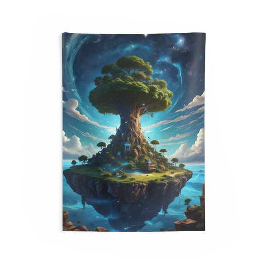 Dreamy Floating Island Wall Tapestry | Boho Home Decor Bedroom Wall Art Unique Gift Meditation Room Accent Nature Vibes