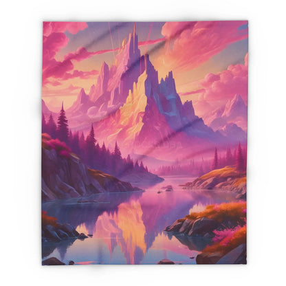 Dreamy Mountain Landscape Fleece Blanket Cozy Home Decor Gift Travel Accessory Outdoor Adventure Relaxation Piece
