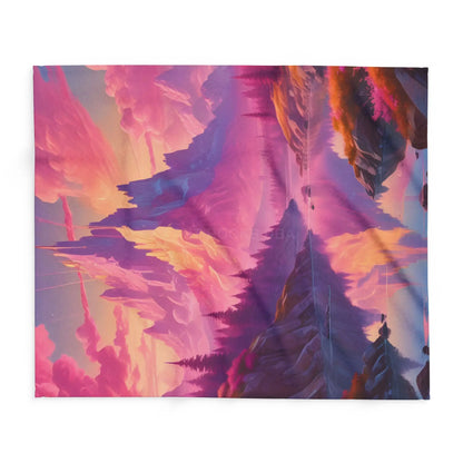 Dreamy Mountain Landscape Fleece Blanket Cozy Home Decor Gift Travel Accessory Outdoor Adventure Relaxation Piece
