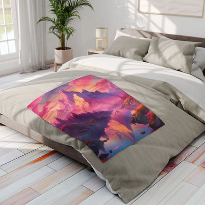Dreamy Mountain Landscape Fleece Blanket Cozy Home Decor Gift Travel Accessory Outdoor Adventure Relaxation Piece
