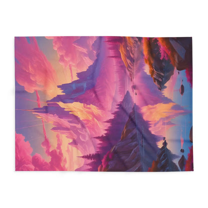 Dreamy Mountain Landscape Fleece Blanket Cozy Home Decor Gift Travel Accessory Outdoor Adventure Relaxation Piece