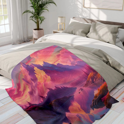 Dreamy Mountain Landscape Fleece Blanket Cozy Home Decor Gift Travel Accessory Outdoor Adventure Relaxation Piece