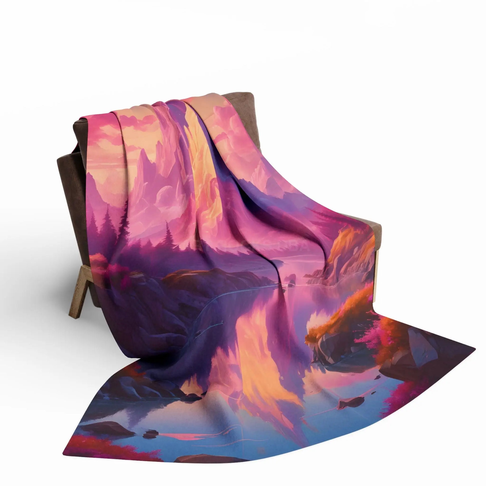 Dreamy Mountain Landscape Fleece Blanket Cozy Home Decor Gift Travel Accessory Outdoor Adventure Relaxation Piece