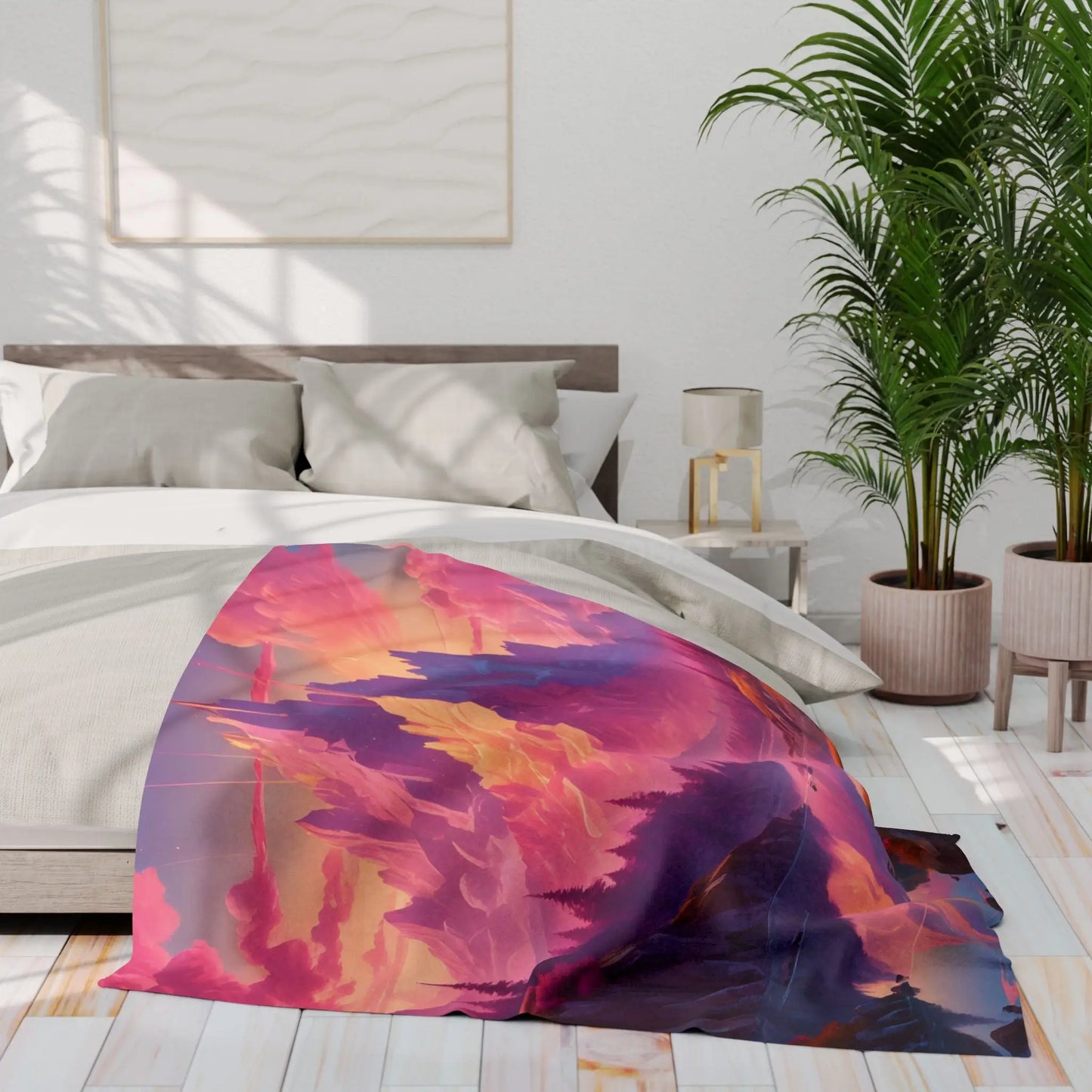 Dreamy Mountain Landscape Fleece Blanket Cozy Home Decor Gift Travel Accessory Outdoor Adventure Relaxation Piece