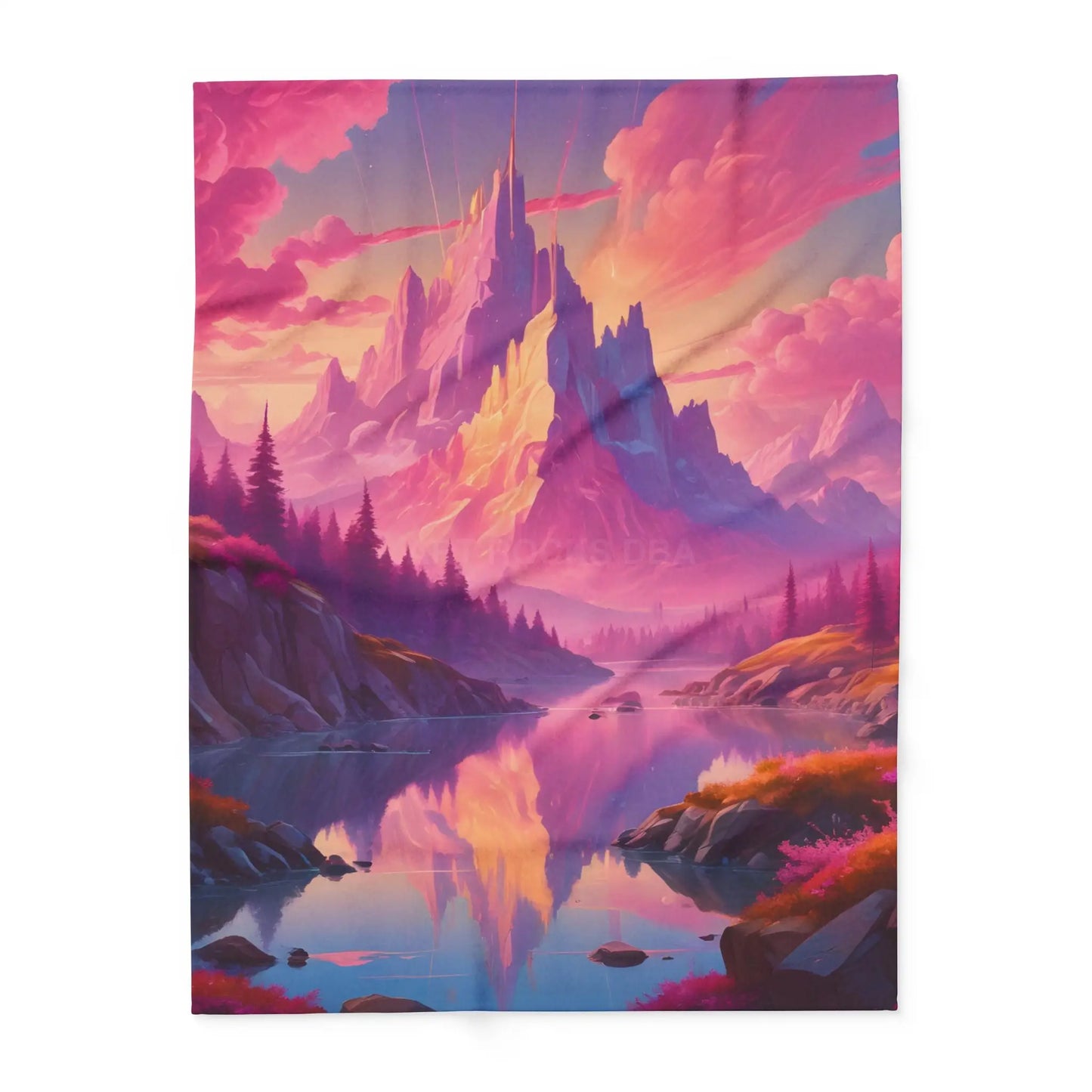 Dreamy Mountain Landscape Fleece Blanket Cozy Home Decor Gift Travel Accessory Outdoor Adventure Relaxation Piece