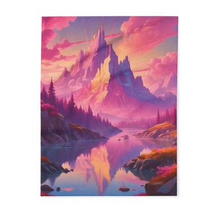 Dreamy Mountain Landscape Fleece Blanket Cozy Home Decor Gift Travel Accessory Outdoor Adventure Relaxation Piece
