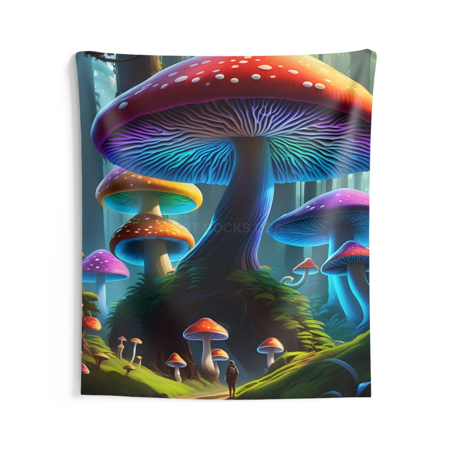 Electric Mushroom Forest Tapestry | Bohemian Wall Decor Psychedelic Art Living Room Accent Eco-friendly Home Decoration