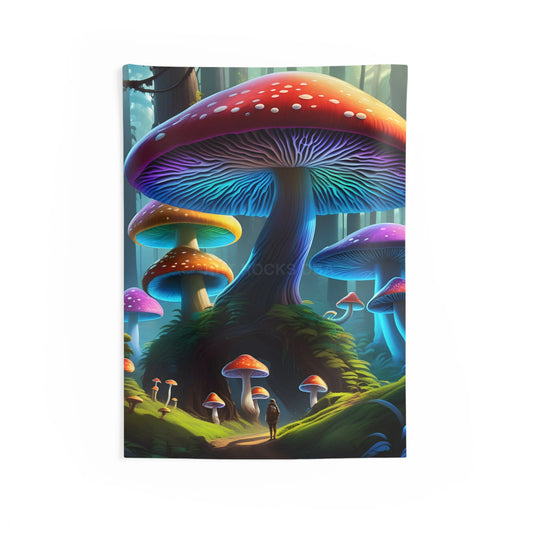 Electric Mushroom Forest Tapestry | Bohemian Wall Decor Psychedelic Art Living Room Accent Eco-friendly Home Decoration