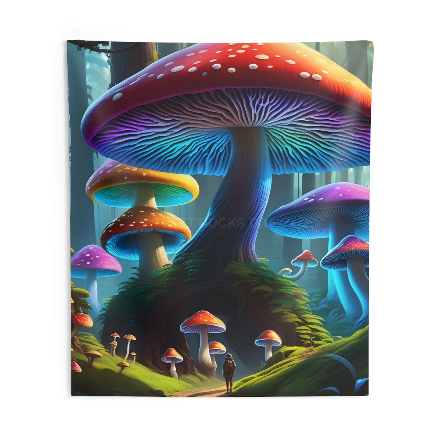 Electric Mushroom Forest Tapestry | Bohemian Wall Decor Psychedelic Art Living Room Accent Eco-friendly Home Decoration