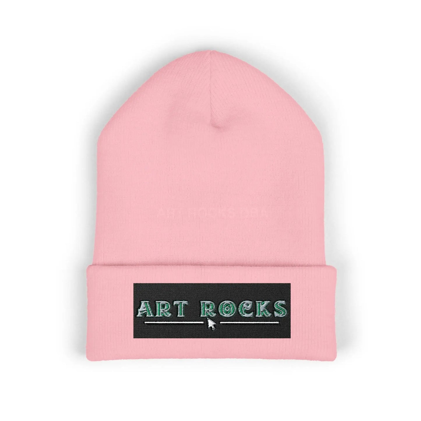 Embroidered ’Art Rocks’ Classic Cuffed Beanie - One size / Baby Pink - Hats