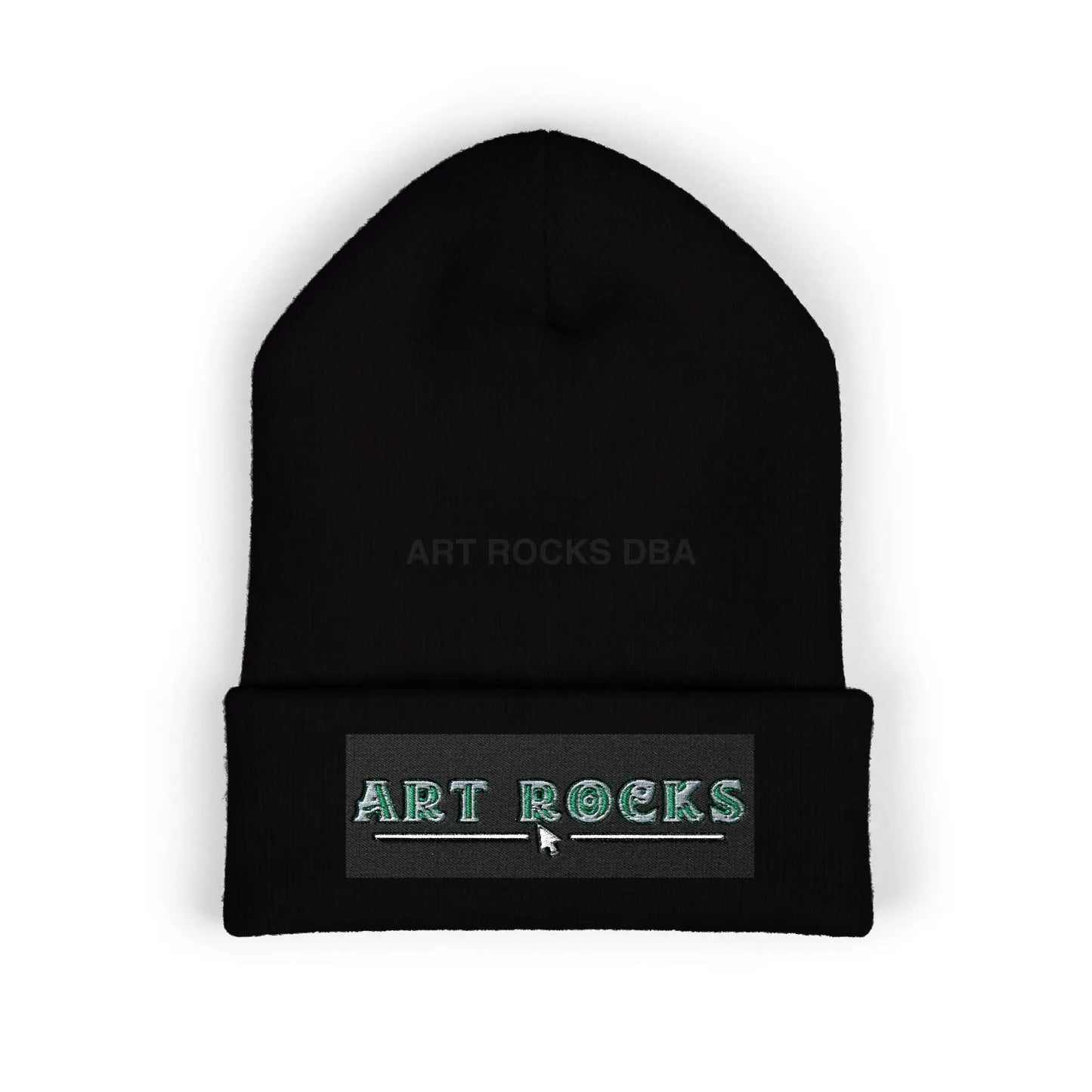 Embroidered ’Art Rocks’ Classic Cuffed Beanie - One size / Black - Hats