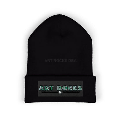Embroidered ’Art Rocks’ Classic Cuffed Beanie - One size / Black - Hats