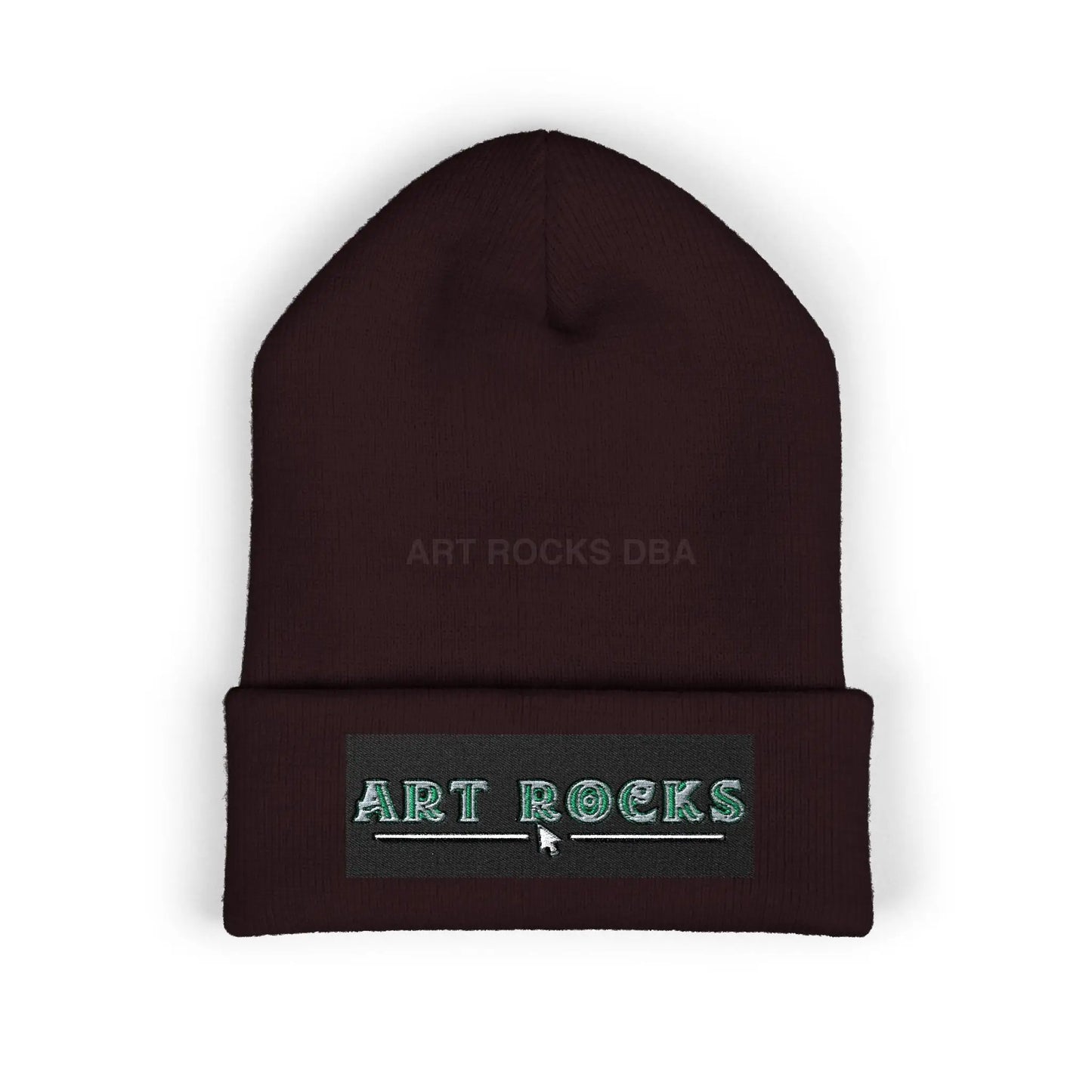 Embroidered ’Art Rocks’ Classic Cuffed Beanie - One size / Brown - Hats