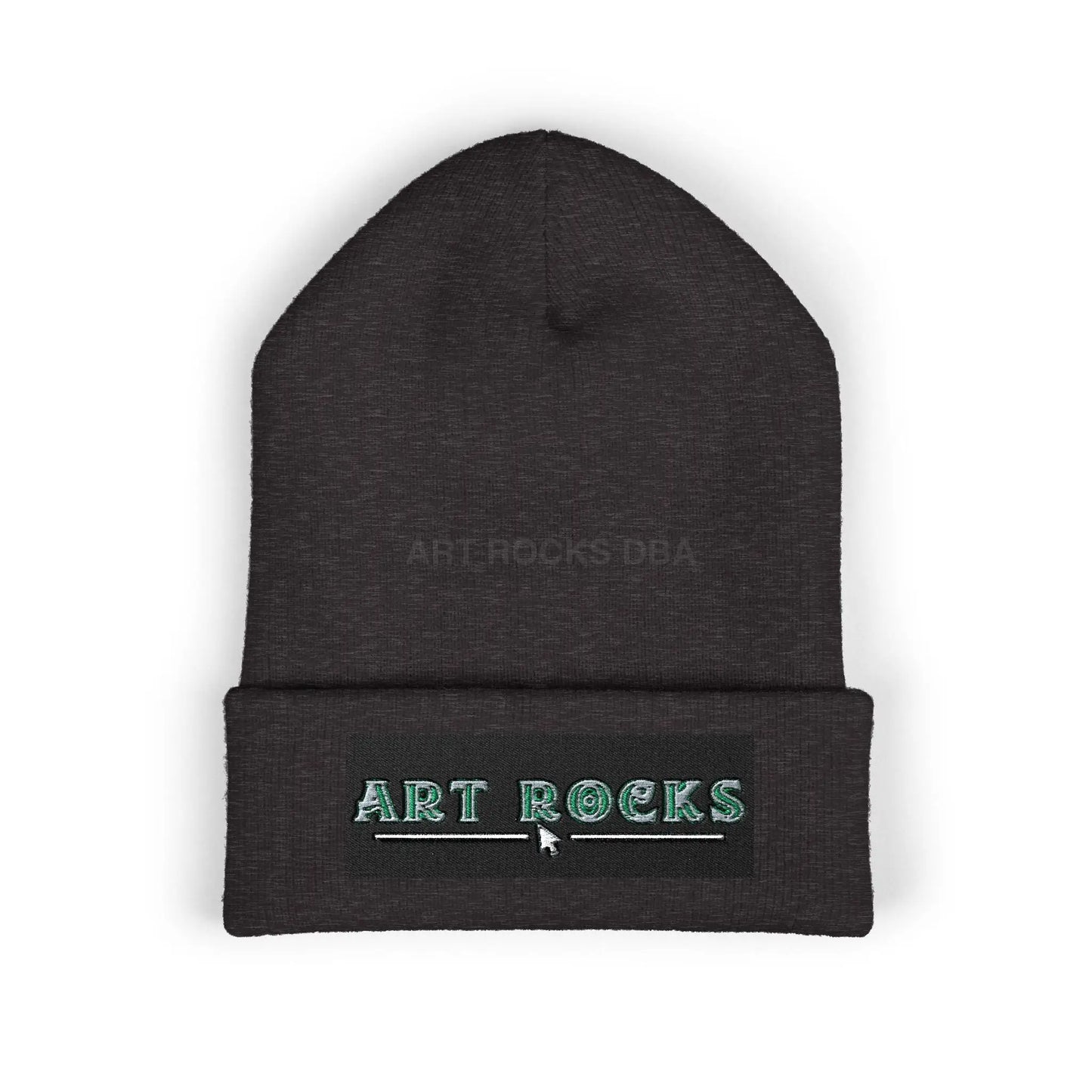 Embroidered ’Art Rocks’ Classic Cuffed Beanie - One size / Dark Grey - Hats