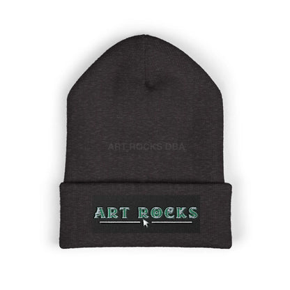 Embroidered ’Art Rocks’ Classic Cuffed Beanie - One size / Dark Grey - Hats